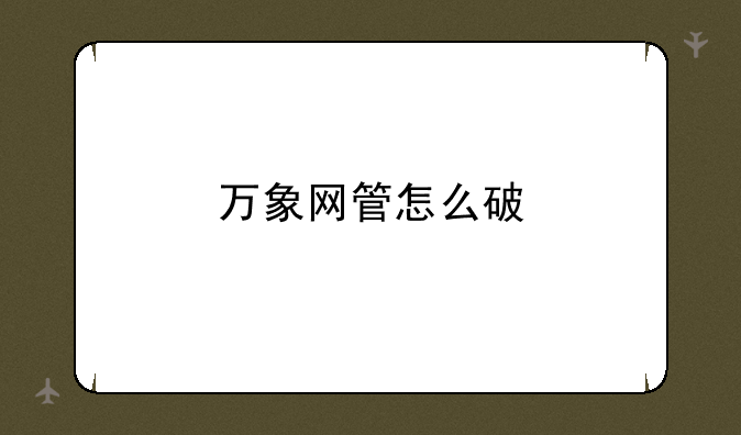 万象网管怎么破