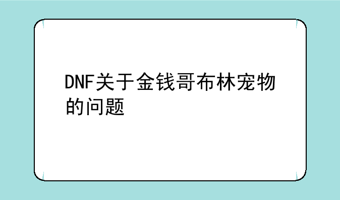 DNF关于金钱哥布林宠物的问题