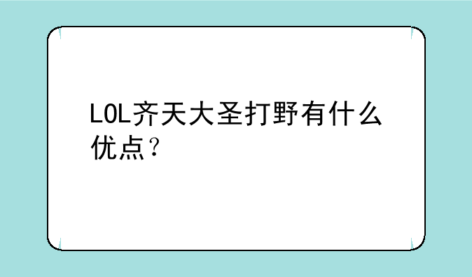 LOL齐天大圣打野有什么优点？