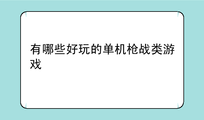 有哪些好玩的单机枪战类游戏