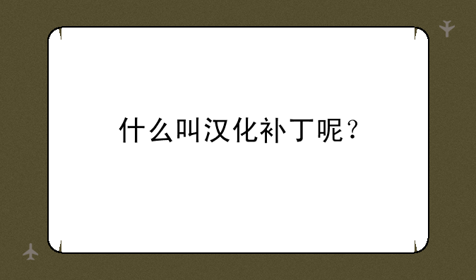 什么叫汉化补丁呢？