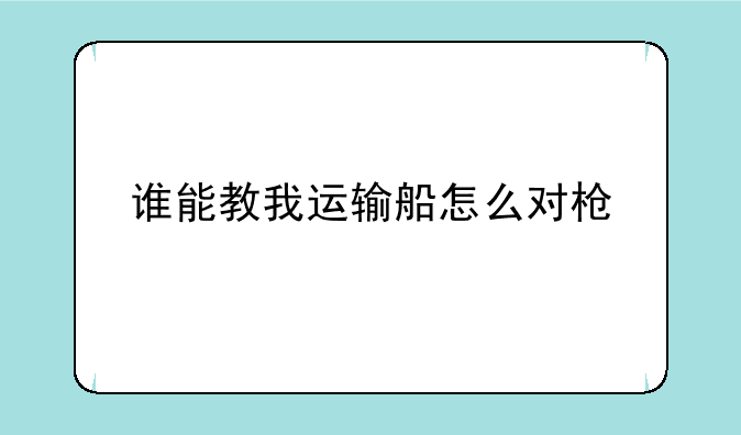 谁能教我运输船怎么对枪