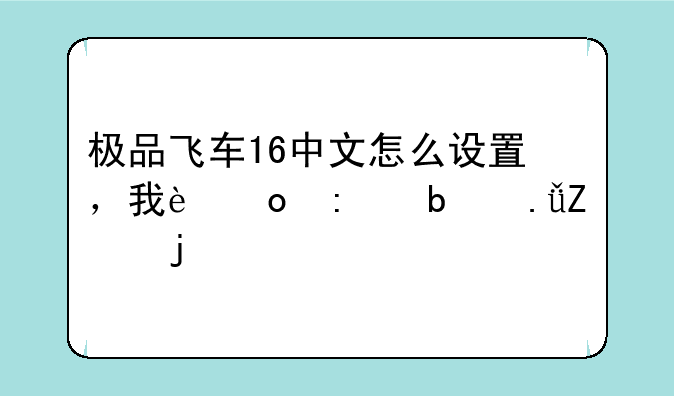 极品飞车16中文怎么设置，我进去是英文的