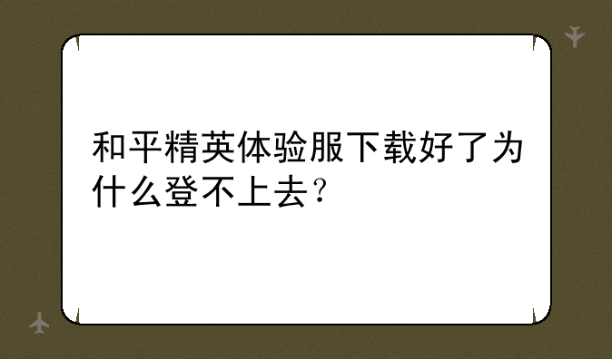 和平精英体验服下载好了为什么登不上去？