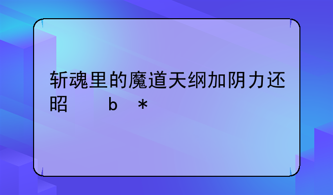 斩魂里的魔道天纲加阴力还是阳力