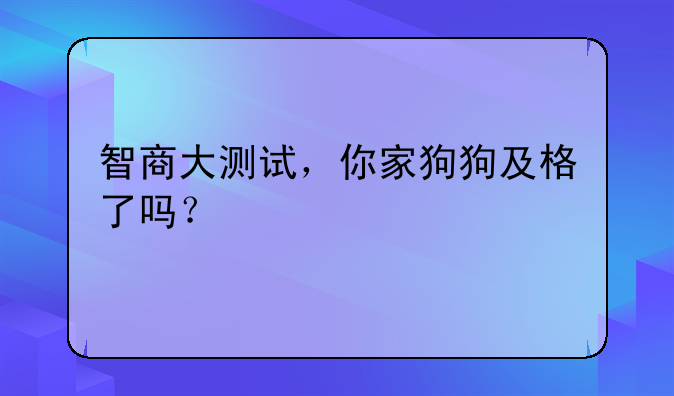 智商大测试，你家狗狗及格了吗？