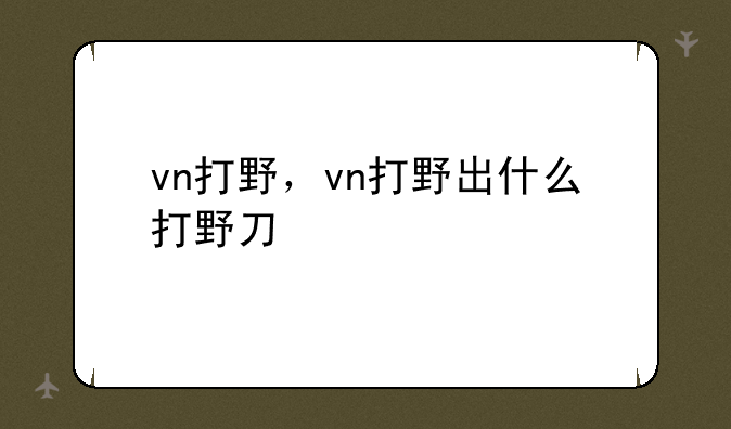 vn打野，vn打野出什么打野刀