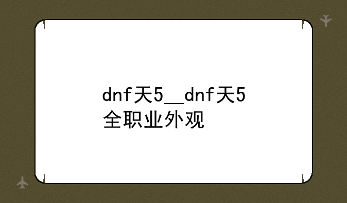 dnf天5__dnf天5全职业外观