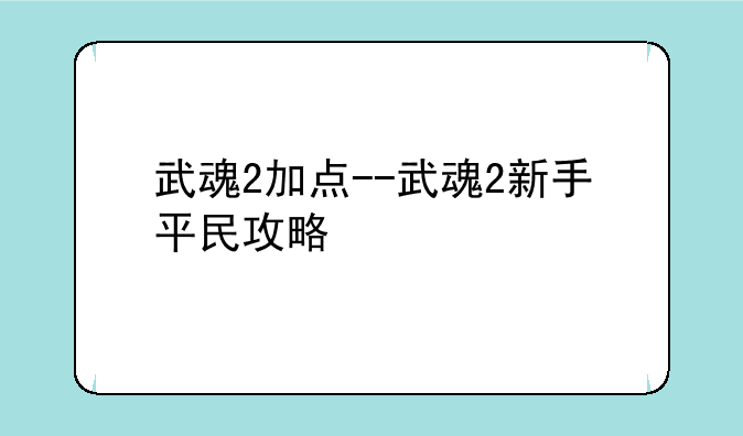 武魂2加点--武魂2新手平民攻略
