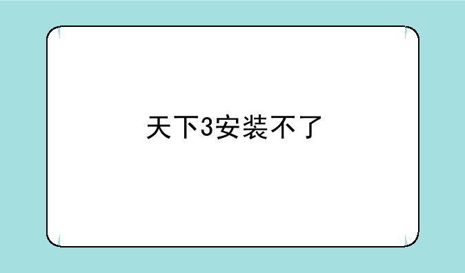 天下3安装不了