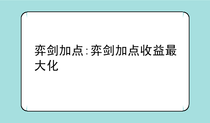 弈剑加点:弈剑加点收益最大化