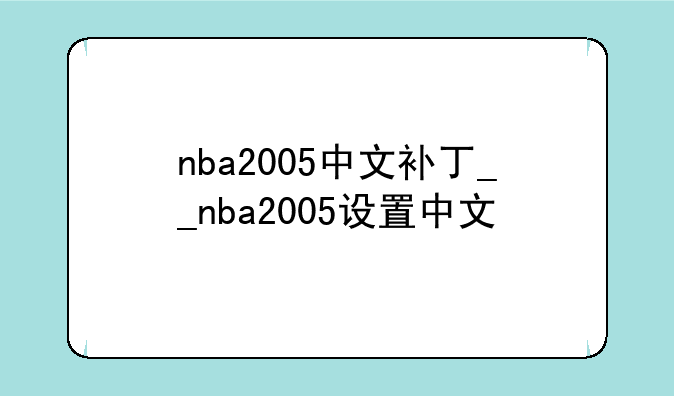nba2005中文补丁__nba2005设置中文